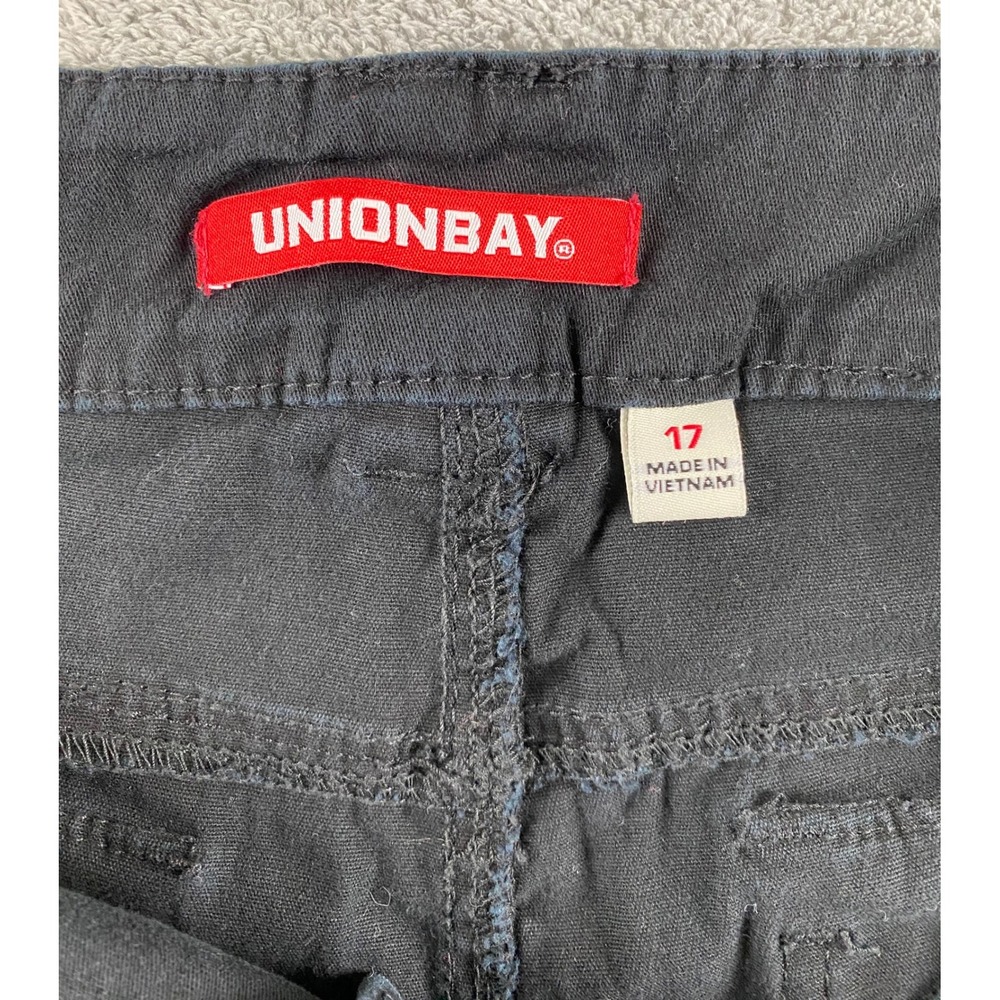 Unionbay Mens‎ Black Cargo Utility Shorts Size 17 Double Button Solid Casual - Picture 2 of 14